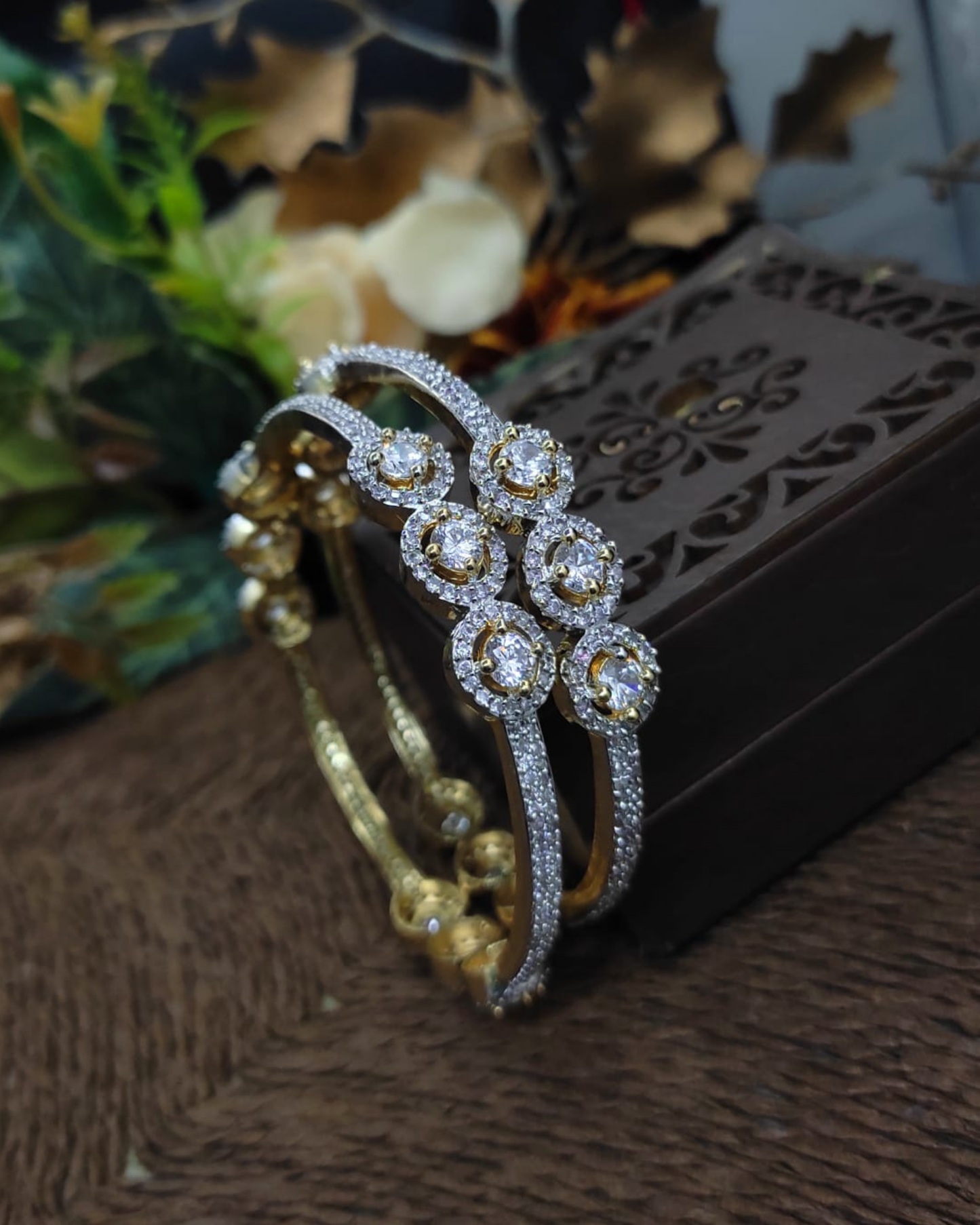 American Diamond Rose Gold Plated Bangles Set