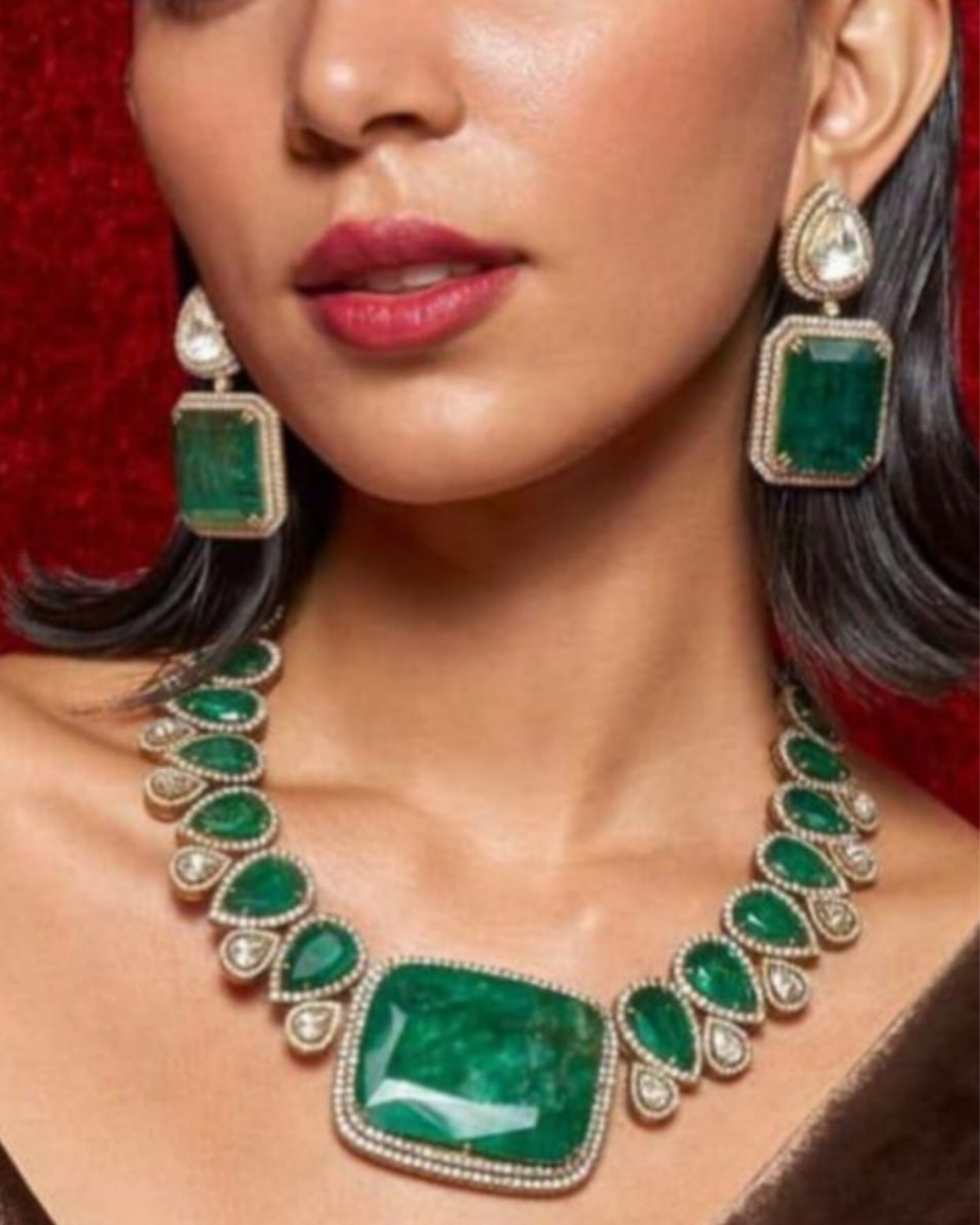 Kundan stone necklace set