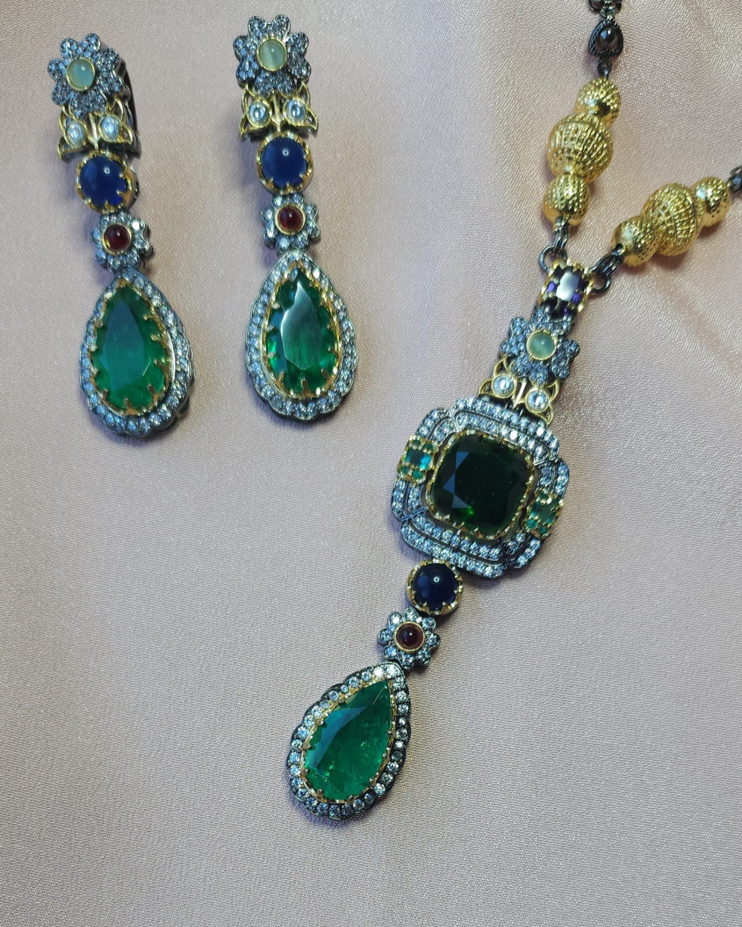Carved Stone Necklace Set