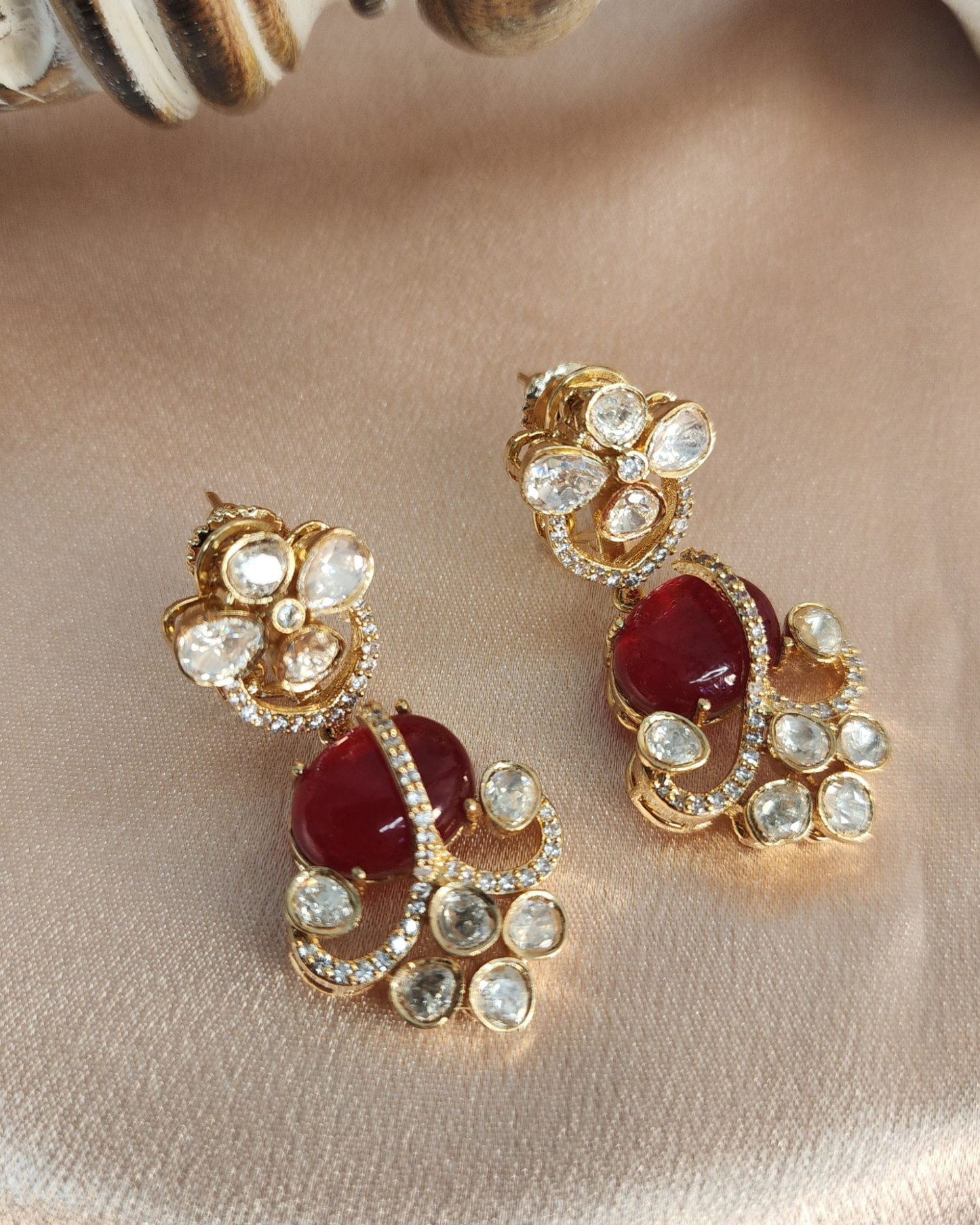 Kundan Earrings Pota Stone