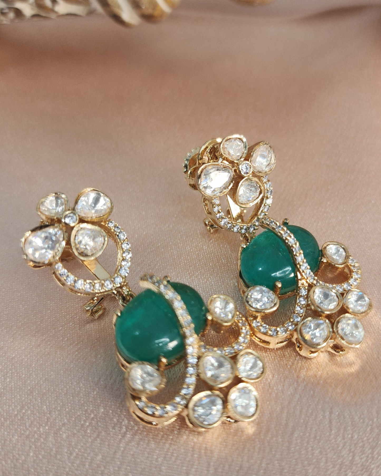 Moissanite Polki Kundan Studs