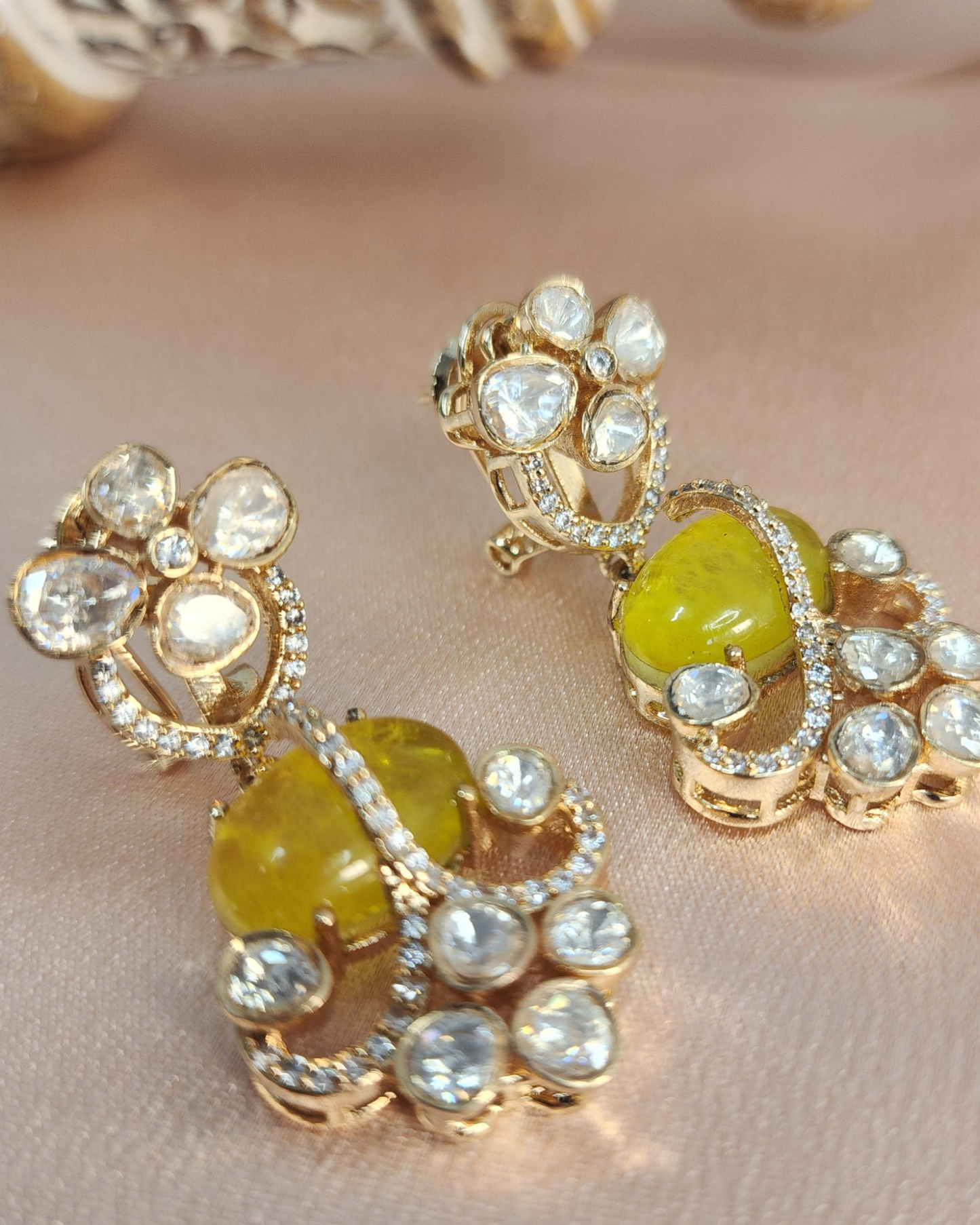 Polki Moissanite Earrings