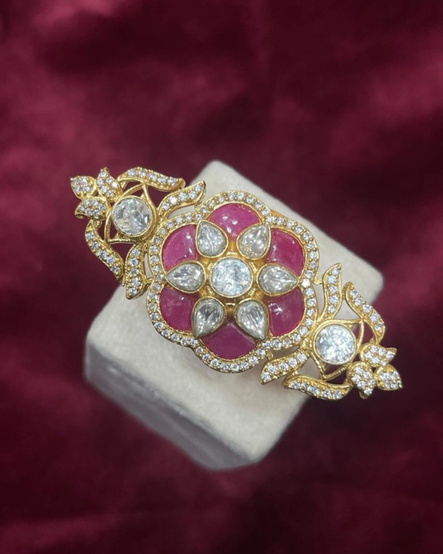 Epoxy Moissanite Kundan Statement Ring