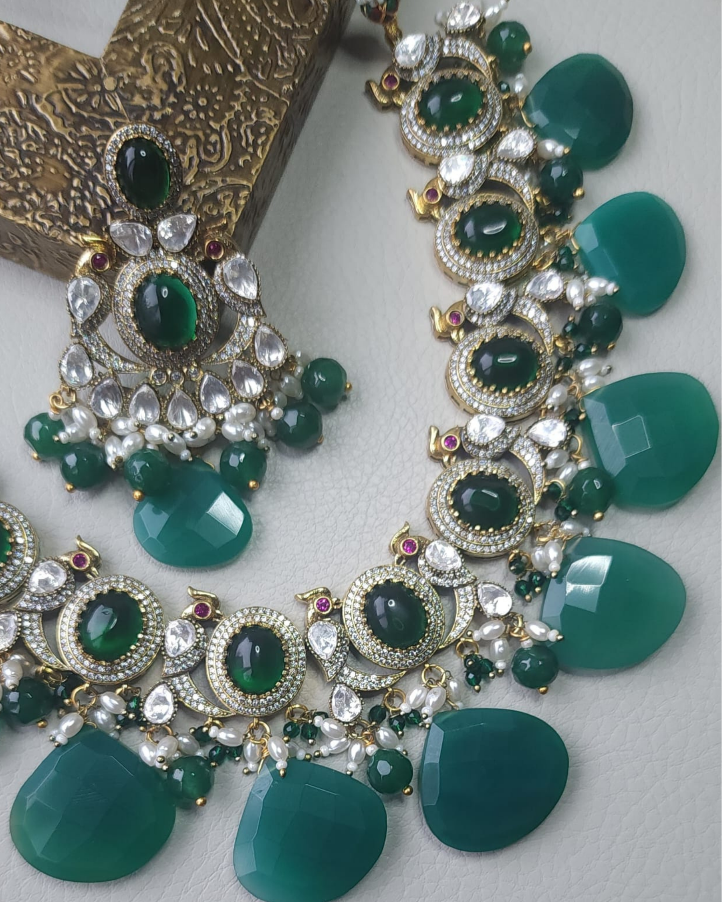 Moissanite Kundan Polki Potta Doublet Set