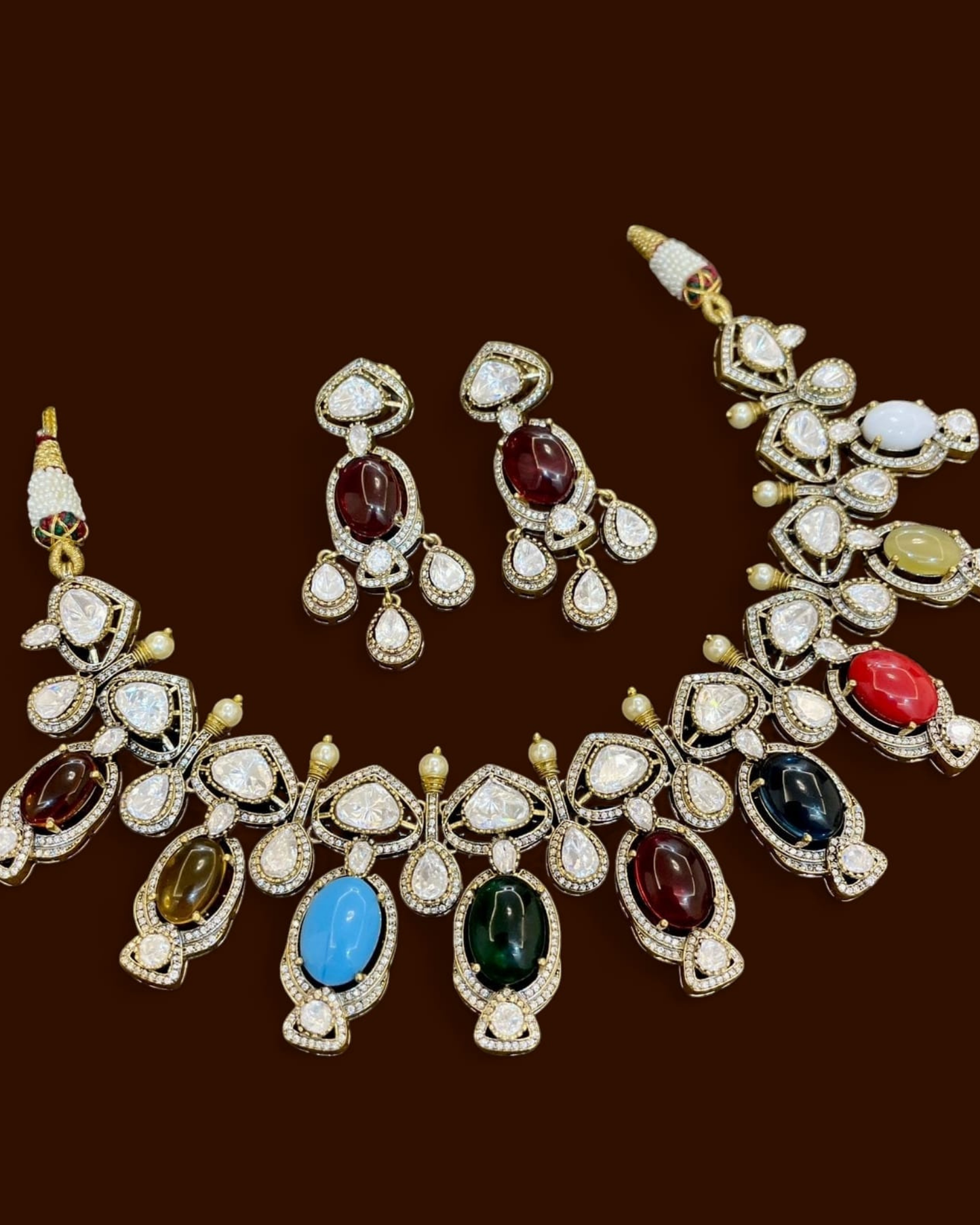 Moissanite Kundan Choker Necklace Set