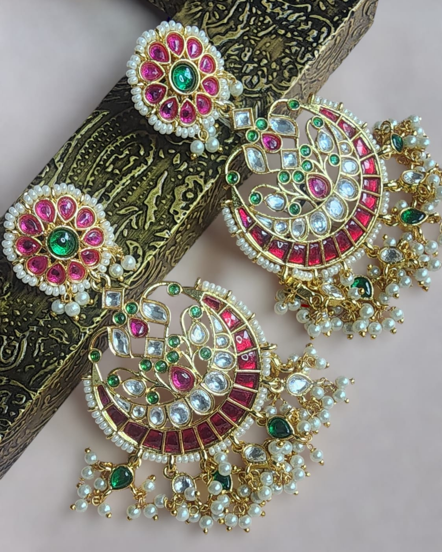 Gold Plated Pachi Kundan Maangtikka