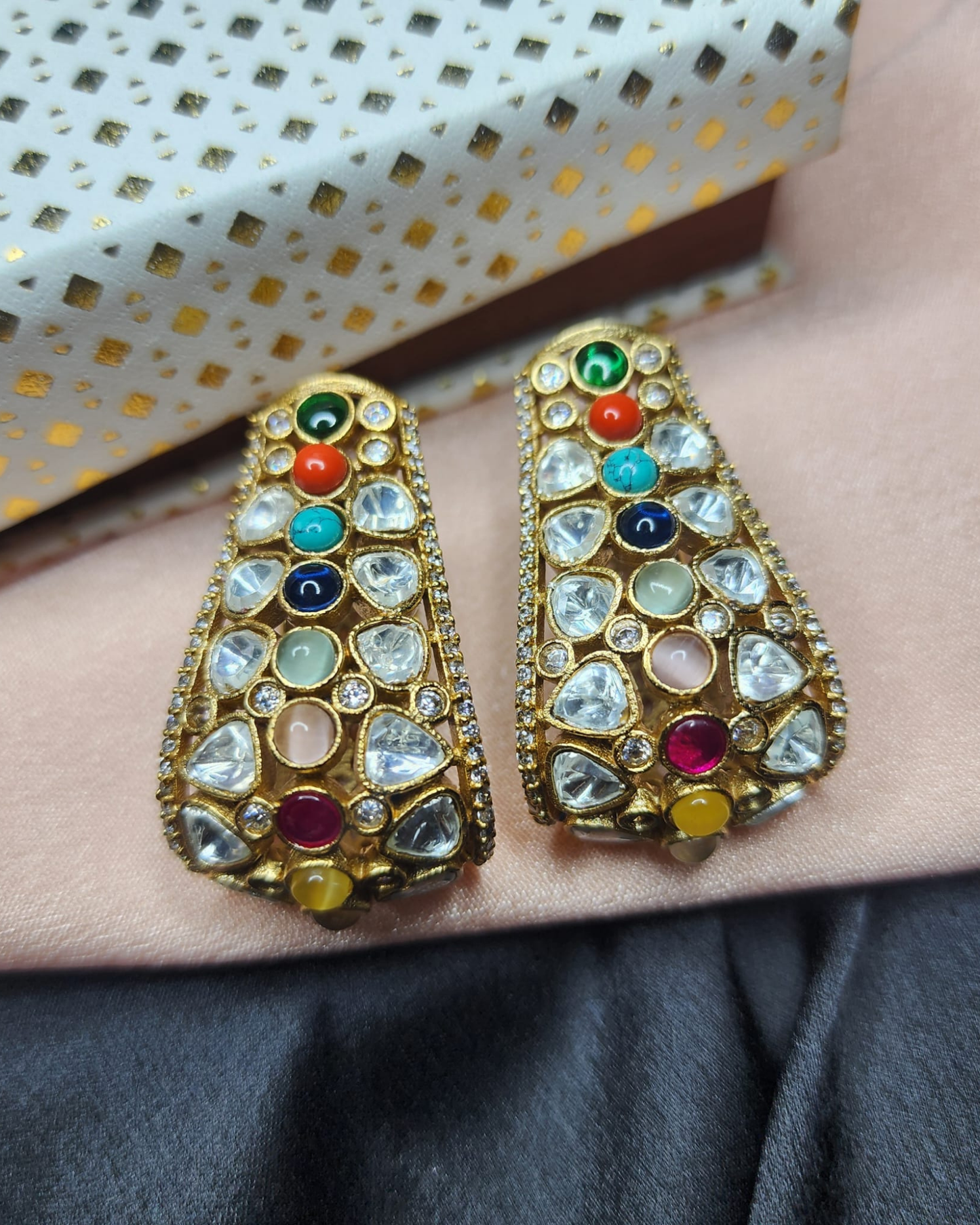 Moissanite & Kundan Studded Pendents