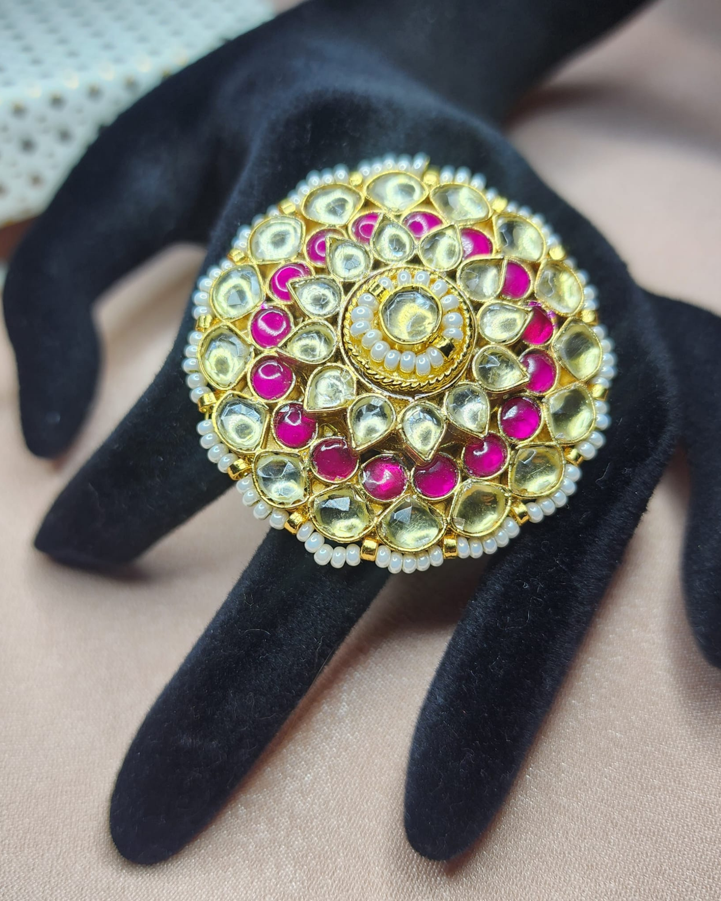 Pachi Kundan Adjustable Statement Ring