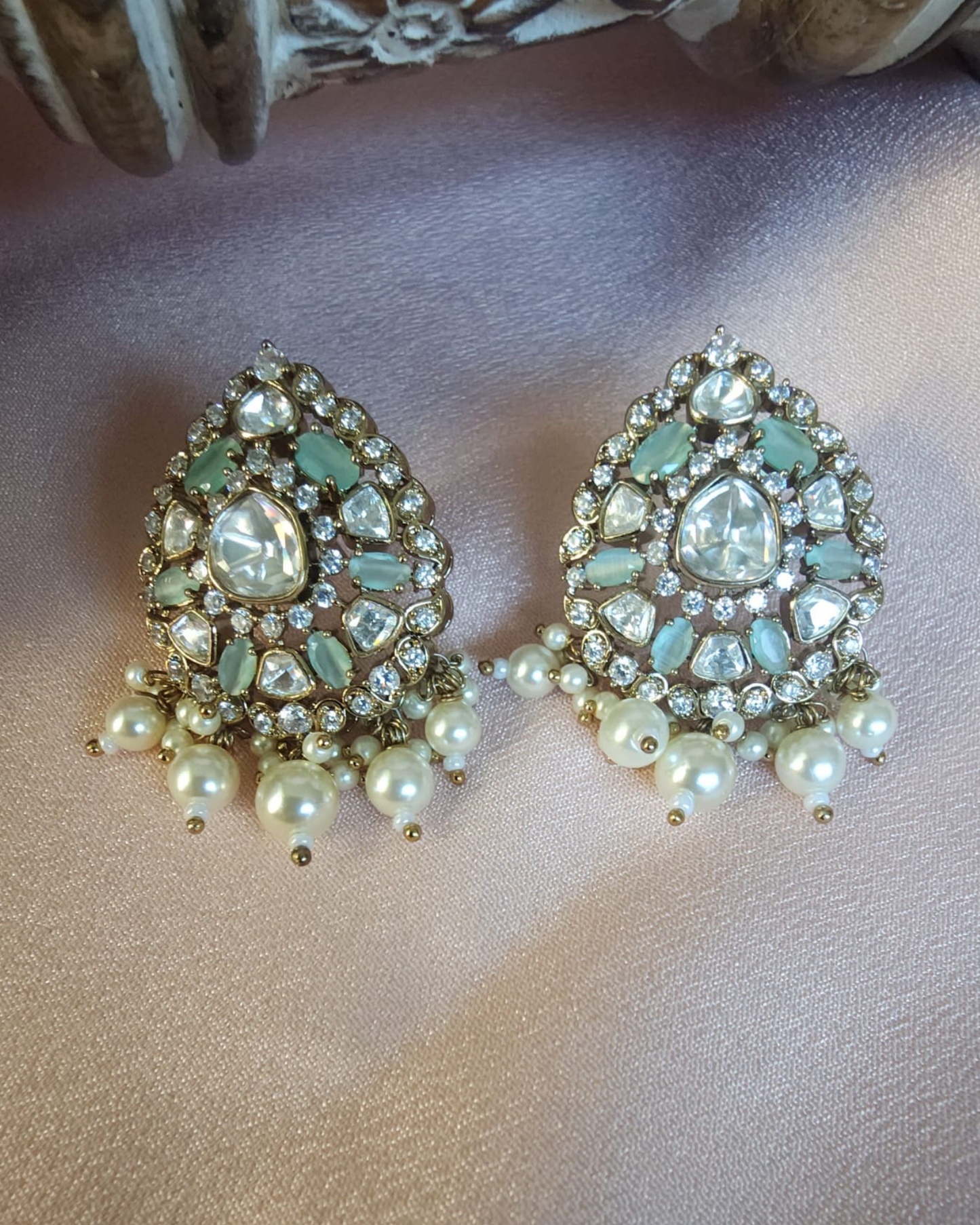 Kundan Mossonite Studs
