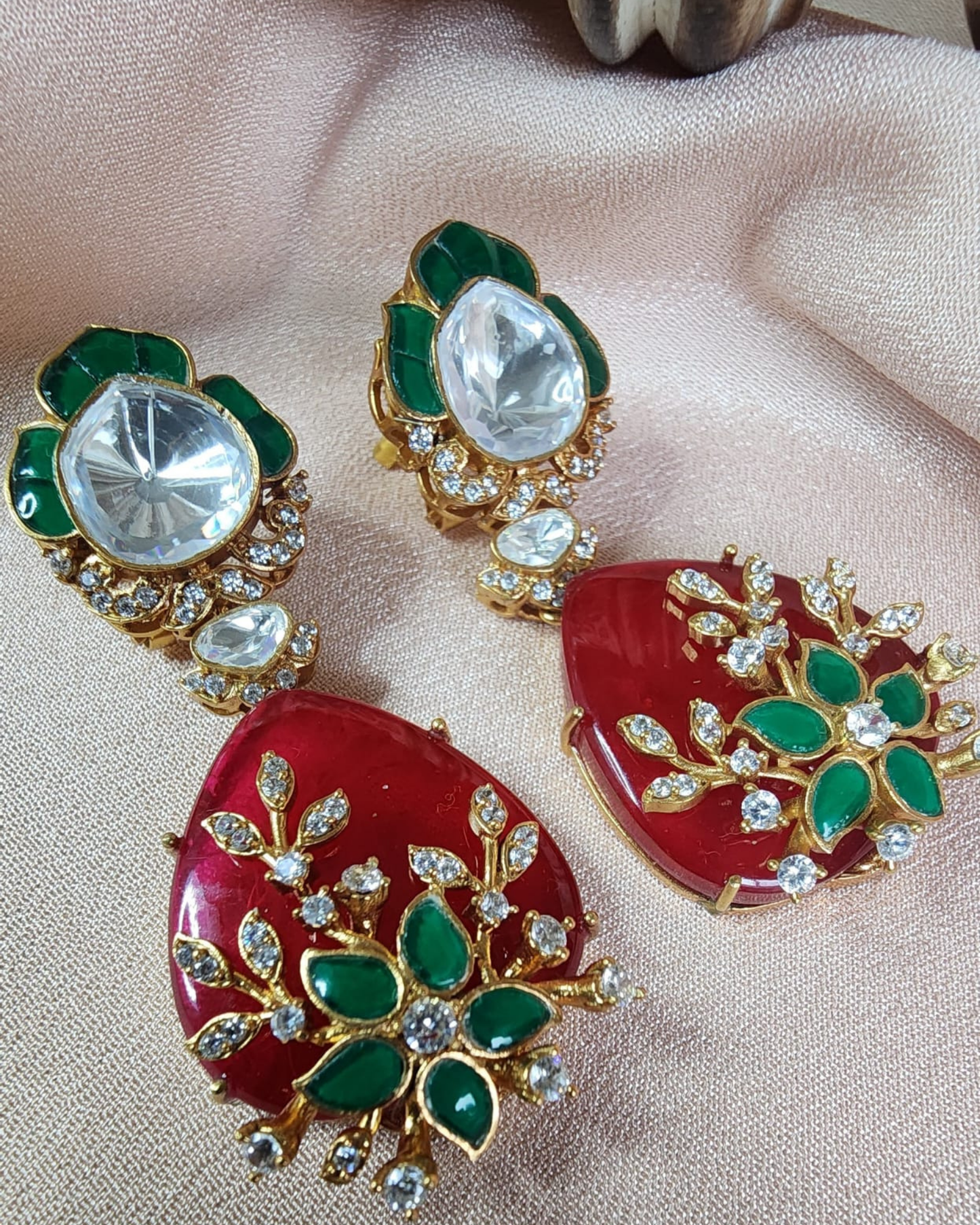 Doublet stone with MOP kundan Earrings